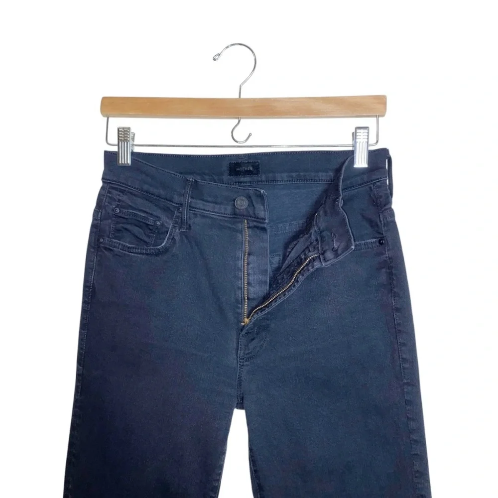 Mother Insider Crop Step Fray High Rise Asymmetrical Raw Hem Jeans in Not Guilty - Picture 6 of 10